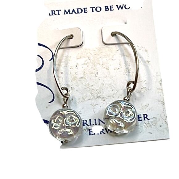 Jody Coyote Sterling Silver Dangle Earrings w/ Clear Charm, NWT! - Picture 2 of 3